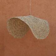 Handmade wicker hanging basket with brass finish