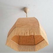 Bohemian hanging lamp cannage and vintage fringes