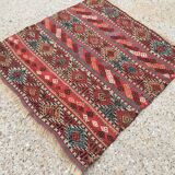 Antique Turkish Kilim Rug shabby vintage old wool country home Kelim 95x93cm