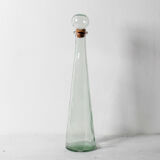 Mid-century Georgia Green Tall Decanter with Cork Original Stopper / Italy