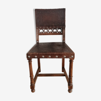 Chaise de style Henri II cuir