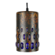 mid century modern PENDANT LAMP flamed copper and blue glass 1960s