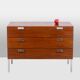 André Monpoix. Commode à 3 tiroirs en teck. Années 1960.