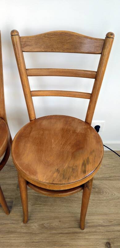 Set of 4 Baumann bistro chairs – model “Le Marais” – light wood