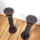 Pair of old turned wooden candlesticks