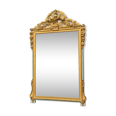 Grand Miroir Louis XVI En Bois Sculpté Et Doré, France, XVIIIème Siècle