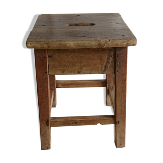 Raw wooden workshop stool