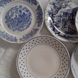 Suite of 6 retro blue indigo plates