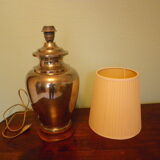 Living room mood lamp, silver metal base, wooden base, pleated lampshade