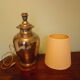 Living room mood lamp, silver metal base, wooden base, pleated lampshade