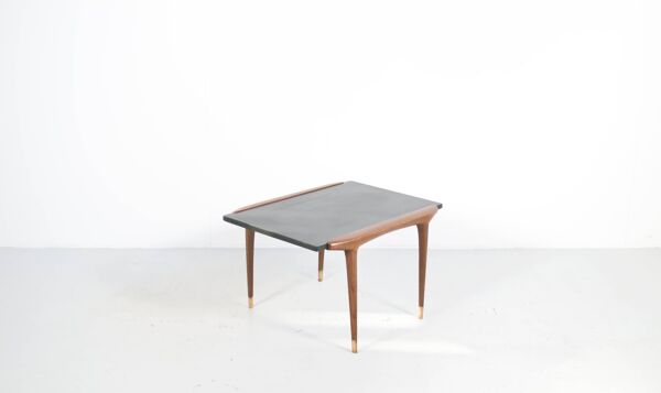 Table basse/d'appoint teck et ardoise années 60'