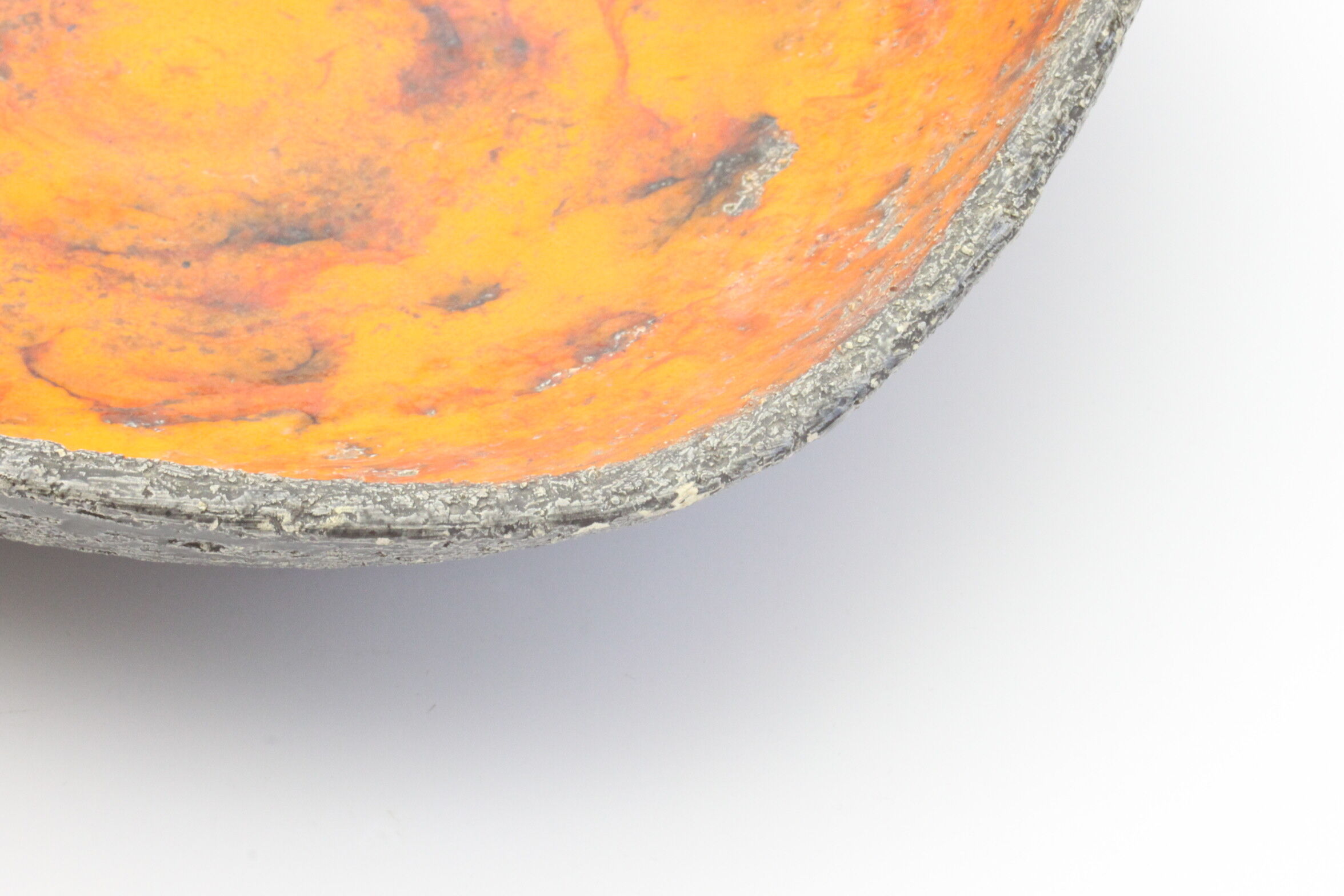 Orange lava glaze vide-poche or centrepiece bowl by Jan van Erp, the netherlands 1960s