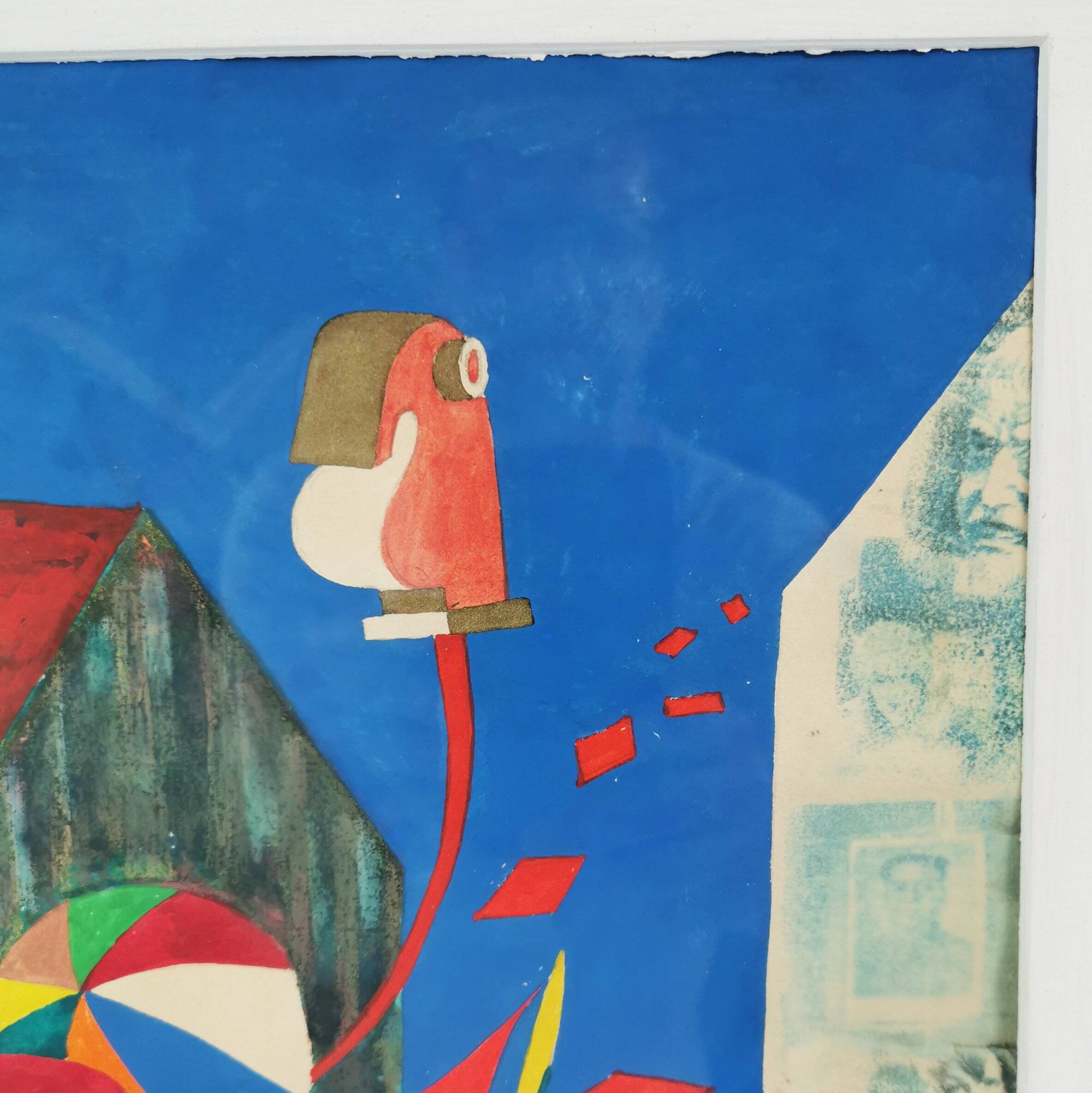 Surrealist painting, Bent Karl Jacobsen, Denmark 1970s
