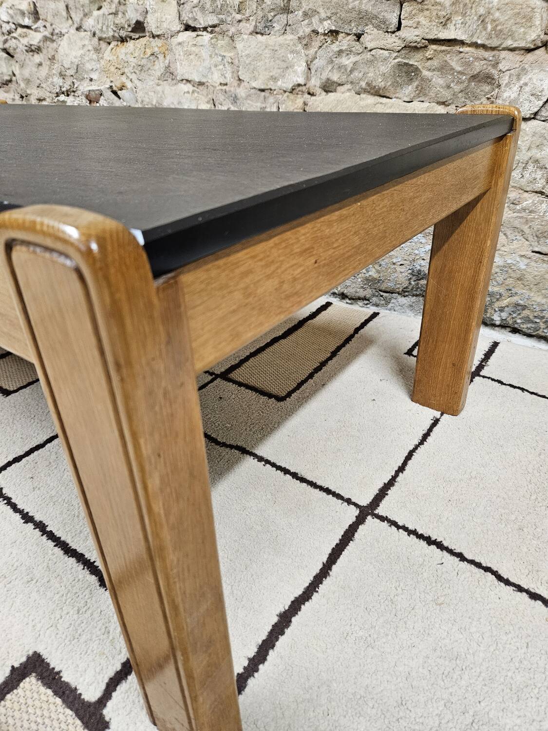 Vintage coffee table 1970" slate wood