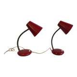 Ensemble de 2 lampes de table / veilleuses rouges vintage