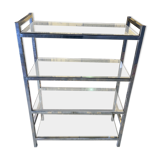 Shelf in chromed metal and smoked glass 1970
