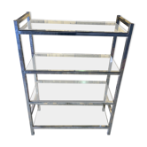 Shelf in chromed metal and smoked glass 1970