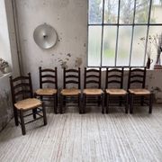 Straw chairs oak 1940s Dudouyt