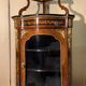 Louis XIV style curved corner cupboard in rosewood and marquetry
