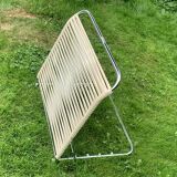 Torck - Vintage beach folder in chrome metal and white scoubidou