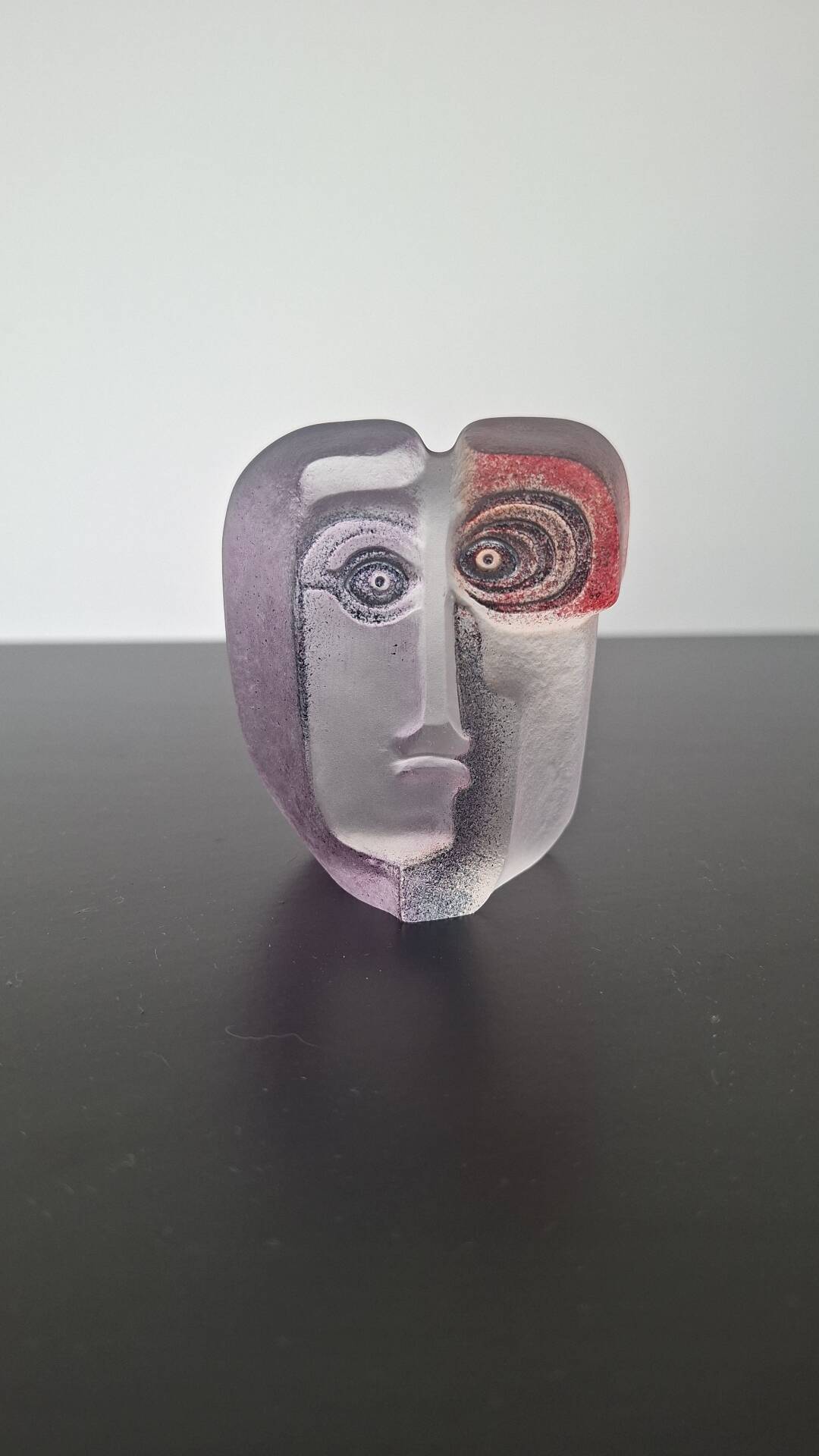 Mats jonasson målerås - glass sculpture / mask "mio" - signed -
