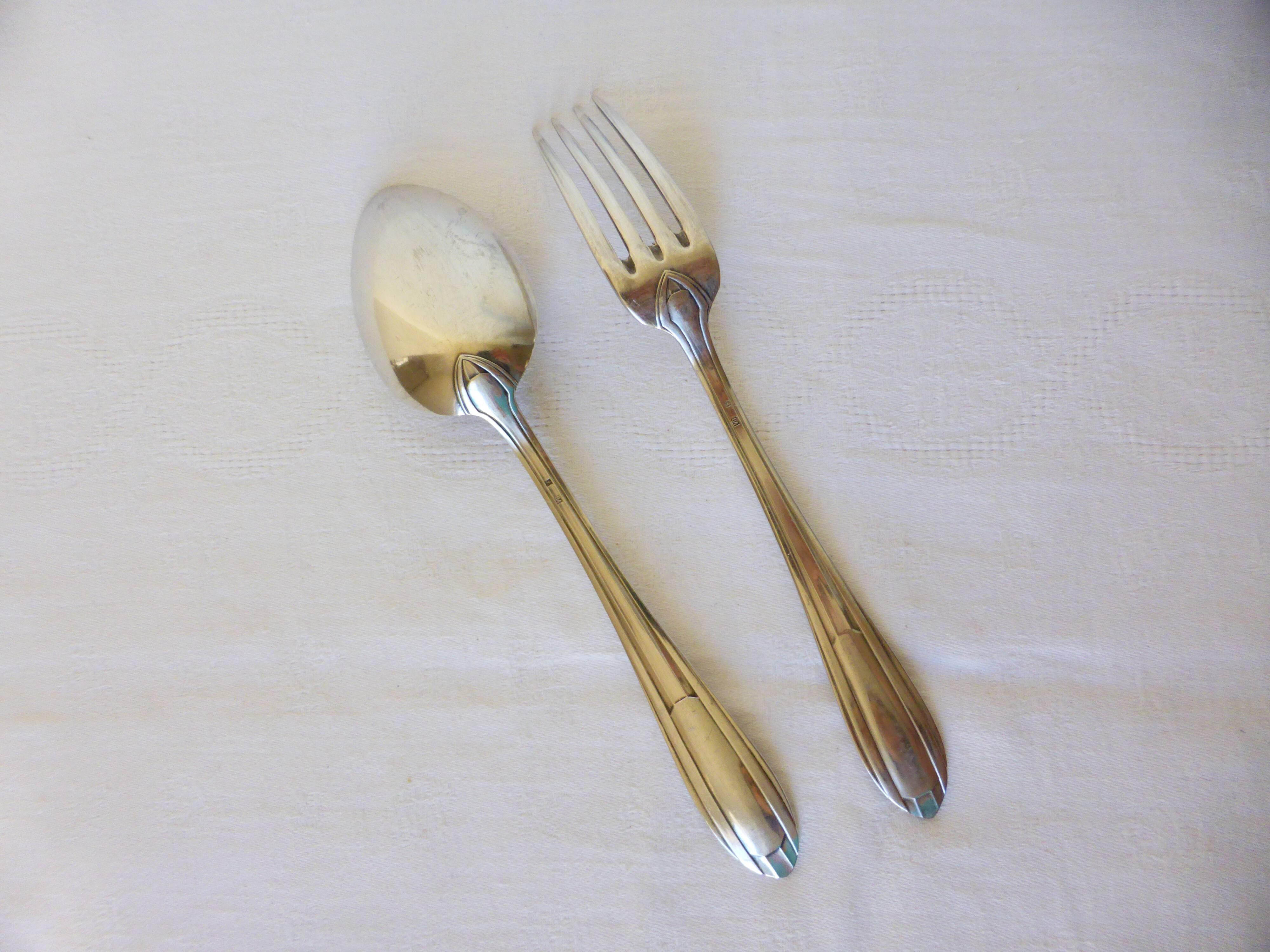 1 vintage silver plated soup spoon and fork