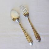 1 vintage silver plated soup spoon and fork
