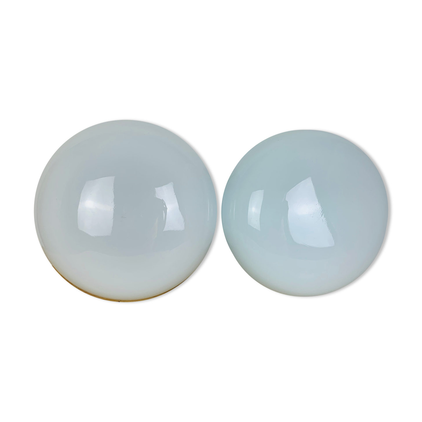 Pair of opaline wall lamps Regent half spheres 29 cm