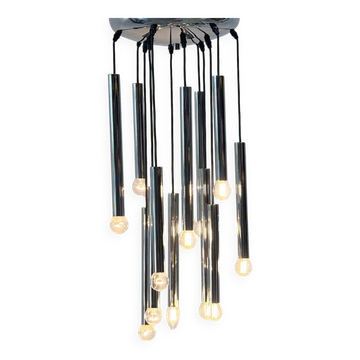 Lustre cascade en métal chromé