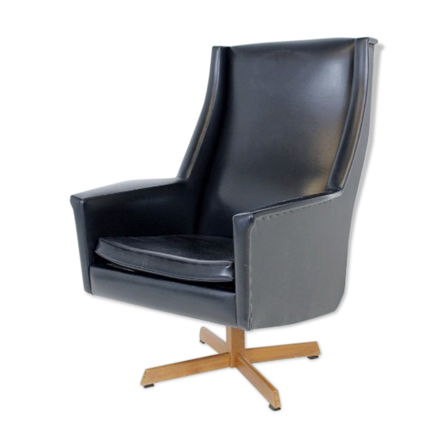 Scandinavian faux-leather rotary chair, Sweden, 1950