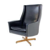 Fauteuil rotatif en simili-cuir scandinave, Suède, 1950