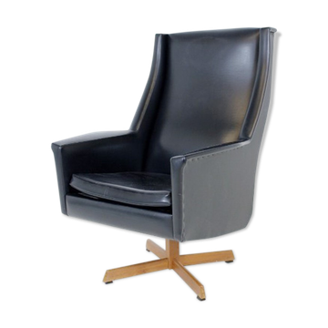 Scandinavian faux-leather rotary chair, Sweden, 1950