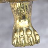 Vintage round flower pot copper brass planter lion feet