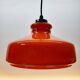 Suspension vintage en verre opalin orange avec finition chromée, années 60