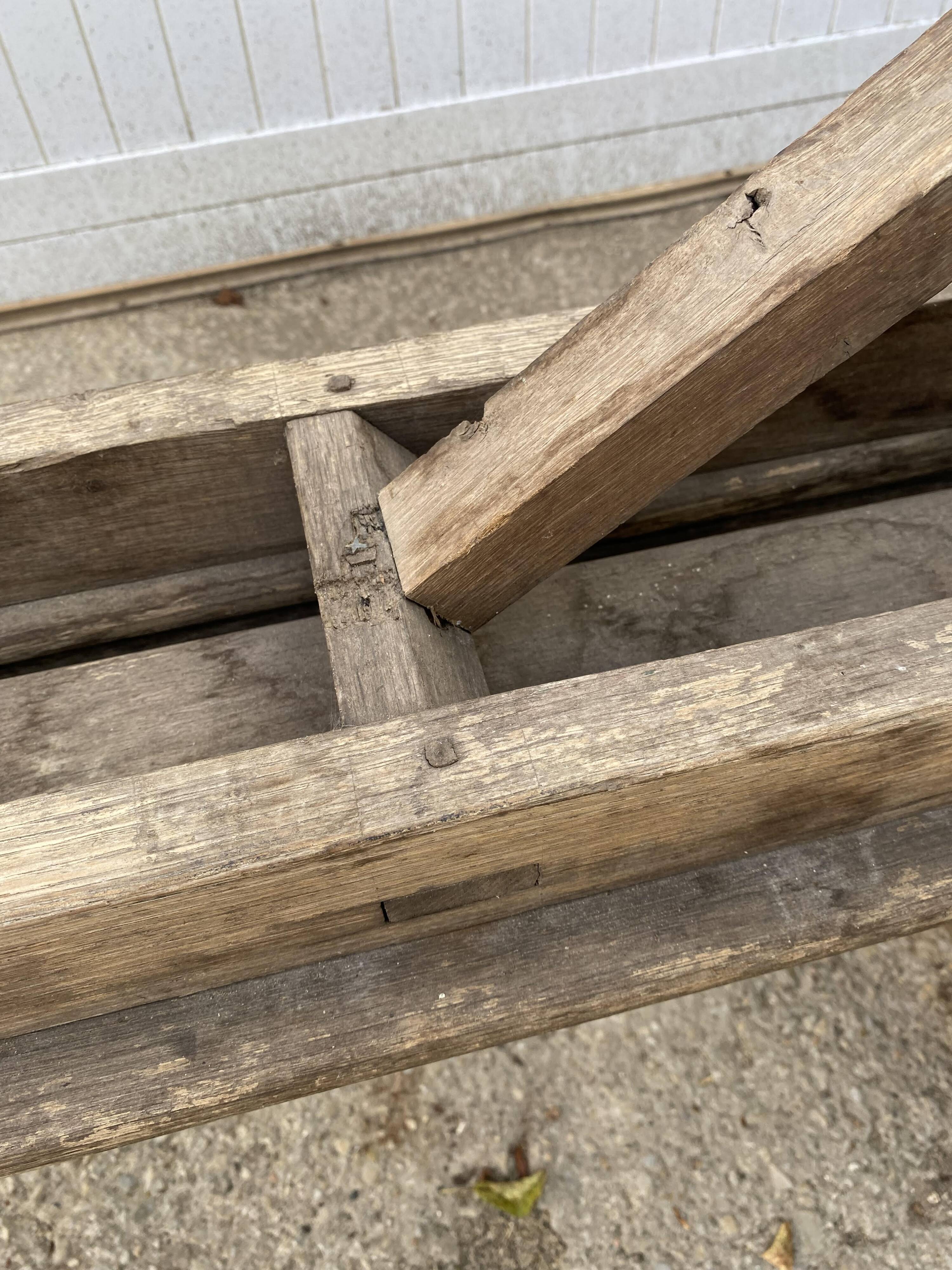 Pair of 2m solid oak wood farm benches for rustic farm table 1900