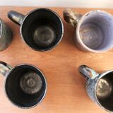 6 glass enamelled ceramic cups by Henry Simon