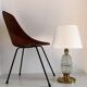 Italian mid-century table lamp with brass and creased murano glass