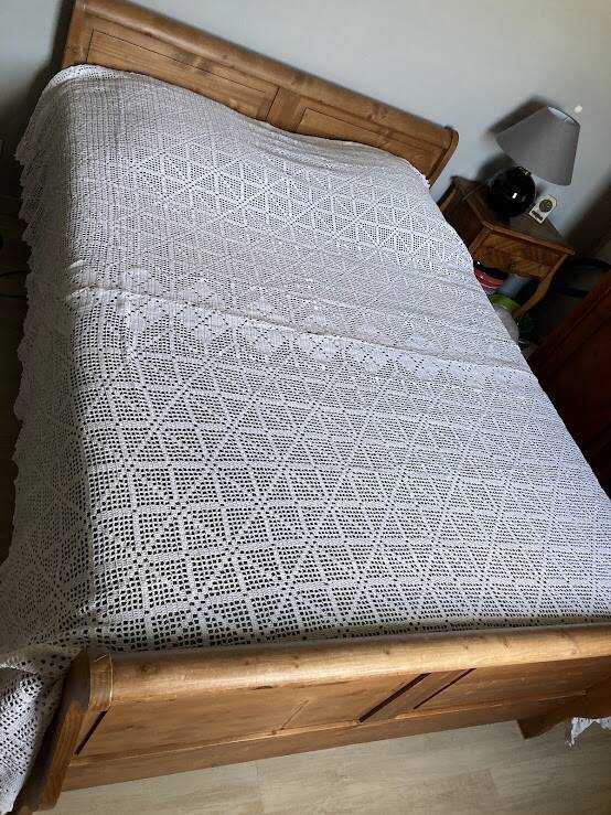 Handmade crocheted cotton bedspread