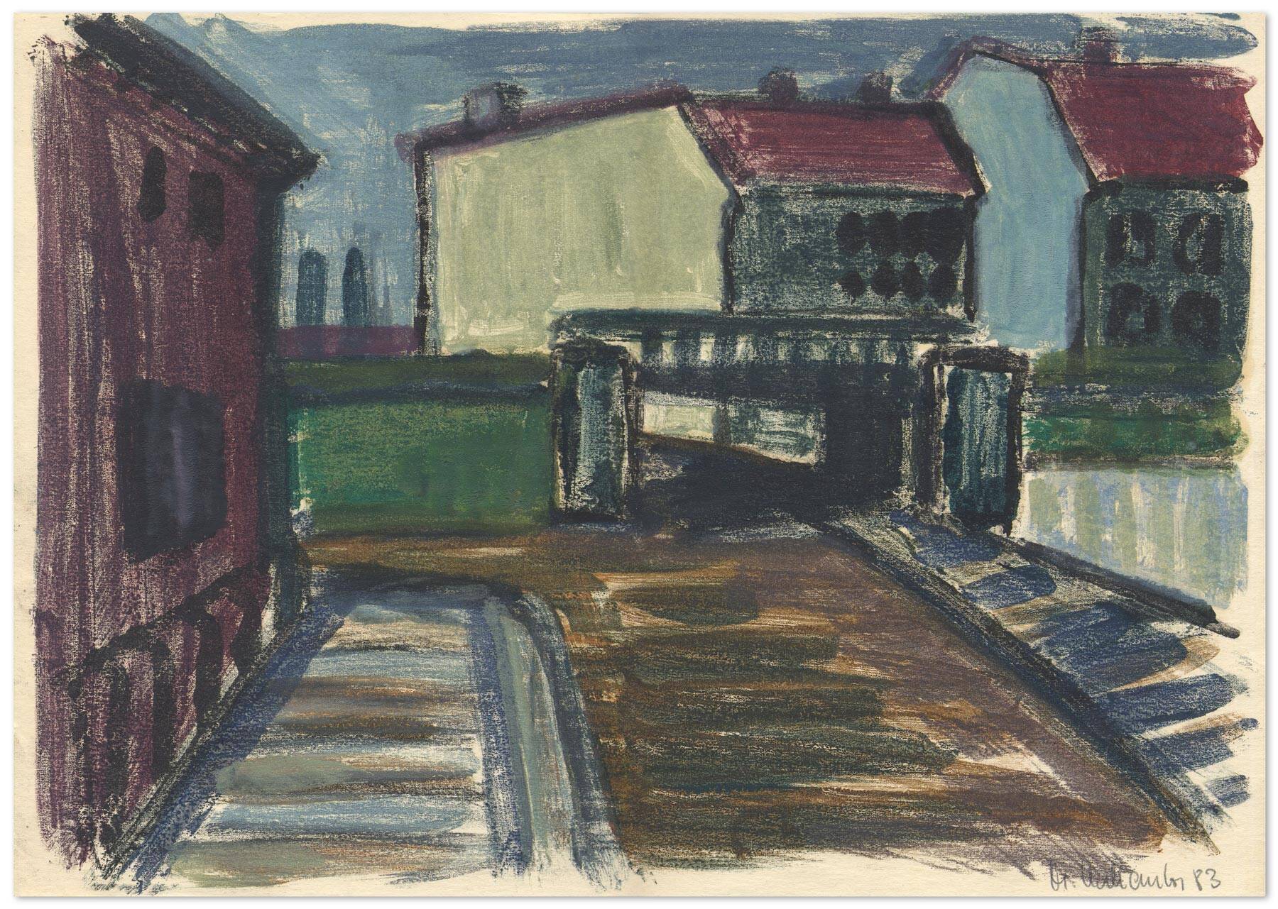 Serene signed Berlin streetscape