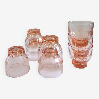Set of 7 pink glasses, Luminarc