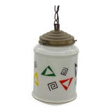 Opaline pendant light / lamp / ceiling light with geometric decor
