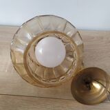 Two Globe chandeliers in molded glass in a beautiful amber color