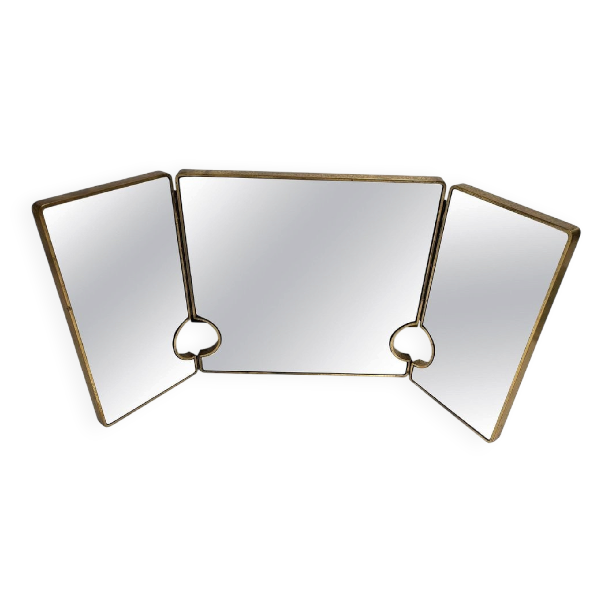 Large Mid-Century Modern Italian Brass Triple Mirror, 1950s