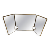 Large Mid-Century Modern Italian Brass Triple Mirror, 1950s