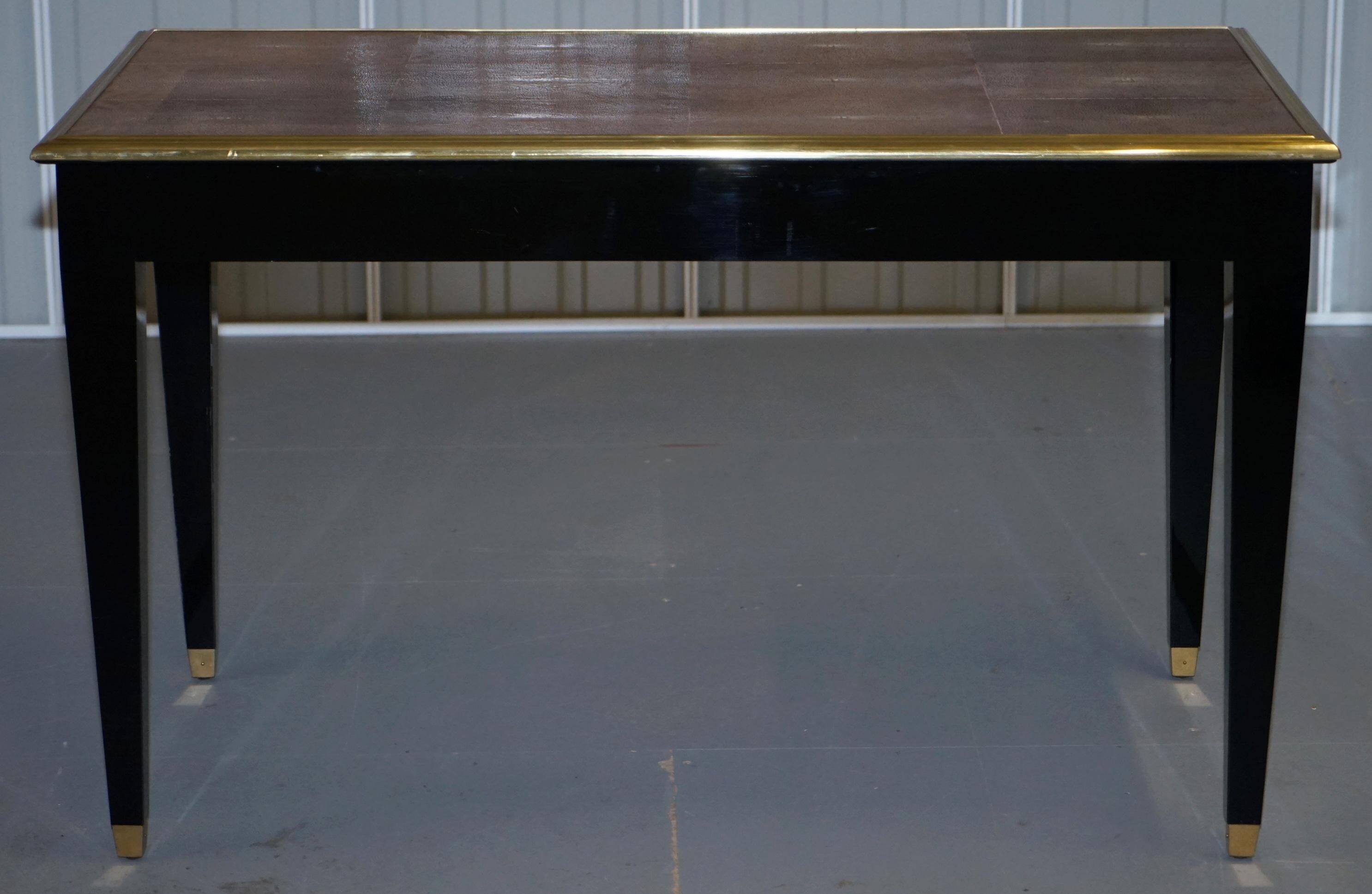 Shagreen Desk with Gold Metal, Modern Model