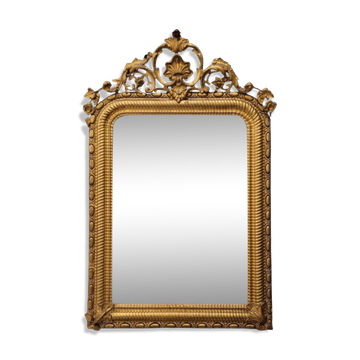 Espejo de pared Segundo Imperio, Madera tallada y dorada, Napoleon III, circa 1880 – France