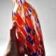 Small antique art deco cobalt orange speckled glass paste vase