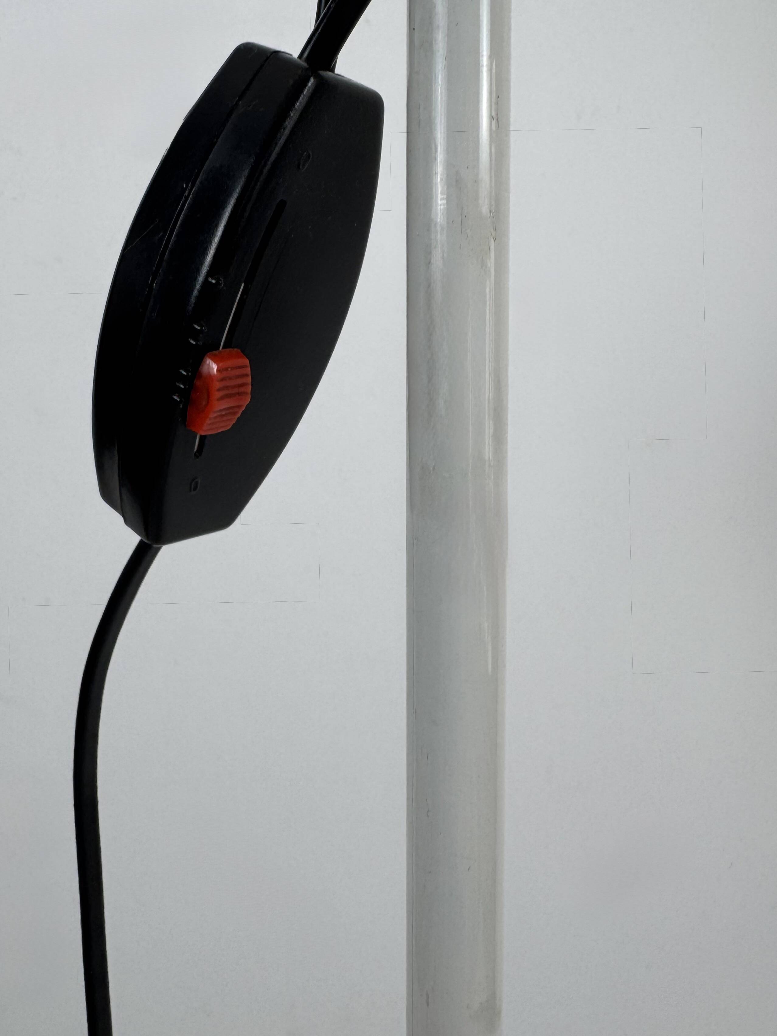 Vintage adjustable floor lamp, matte white lacquered metal and chrome, France 1970.