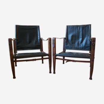 Leather & Ash Safari Chairs by Kaare Klint for Rud Rasmussen, Set of 2