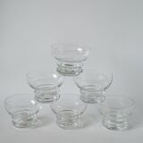 Set of 6 engraved crystal champagne glasses 1960